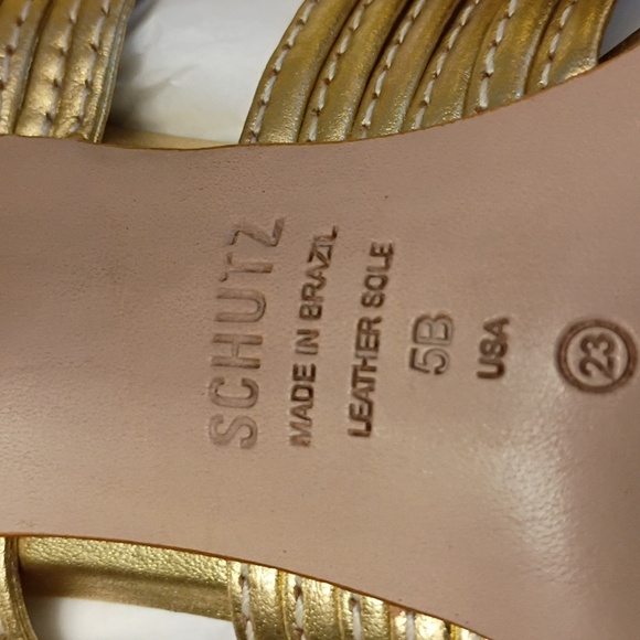 New SCHUTZ Marcella Women's Metallic Gold Strappy Stiletto Heels SZ 5B - Picture 13 of 13